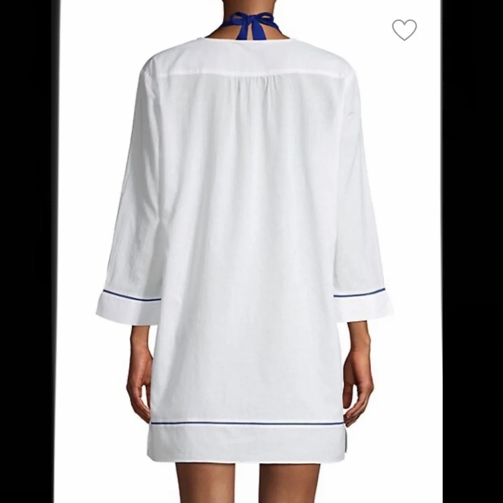 New!! Marabelle White/Navy Shirtdress Tassel Swim Coverup Size Large🤍🌊 - Picture 4 of 11